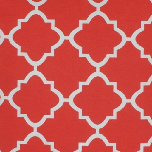 Close up of square red outdoor cushion cover.