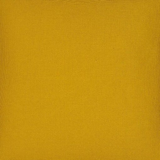 Close-up of plain mustard yellow 45cm x 45cm cushion cover