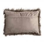 Light mink rectangular fur cushion with gamosa-like back
