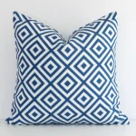 A superior outdoor blue cushion cover yielding a geometric style and in a classy square size.