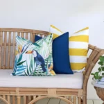 Set of 3 Byron tropical outdoor couch cushions adds a boho vibe in any living area.